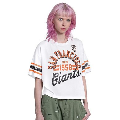 Women's Starter White San Francisco Giants Cropped Hurry Up Offense T-Shirt