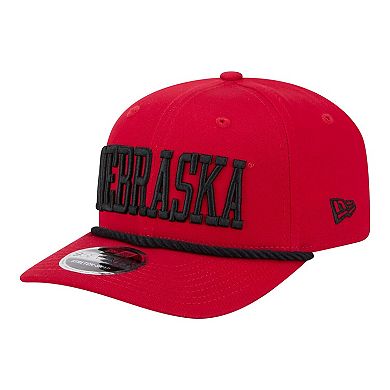 Men's New Era Scarlet Nebraska Huskers Wordmark Rope 9SEVENTY Stretch-Snap Hat