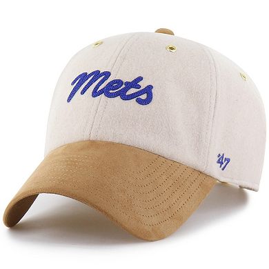 Men's '47 x Stoney Clover Lane Natural/Tan New York Mets Script Charm Clean Up Adjustable Hat