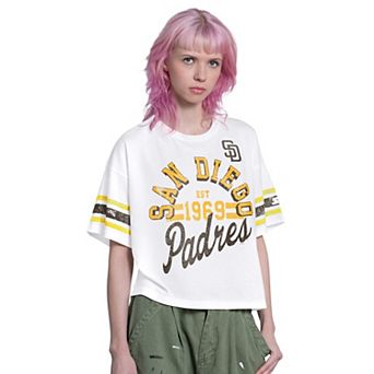 Women's Starter White San Diego Padres Cropped Hurry Up Offense T-Shirt