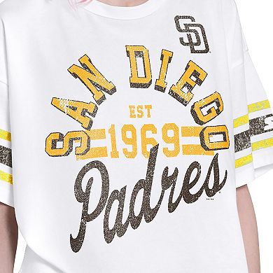 Women's Starter White San Diego Padres Cropped Hurry Up Offense T-Shirt