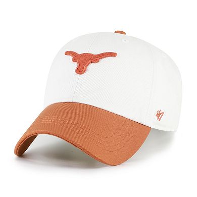 Men's '47 White/Texas Orange Texas Longhorns Contemporary Basics Two Tone Clean Up Adjustable Hat