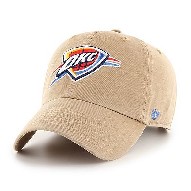 Men's '47 Khaki Oklahoma City Thunder Logo Clean Up Adjustable Hat