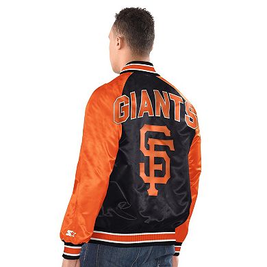 Men's Starter Black/Orange San Francisco Giants Raglan Blitz Varsity Jacket