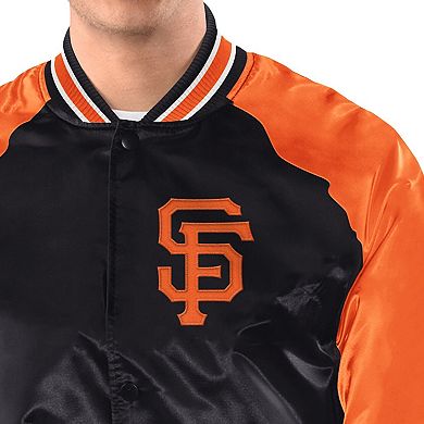 Men's Starter Black/Orange San Francisco Giants Raglan Blitz Varsity Jacket