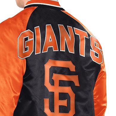 Men's Starter Black/Orange San Francisco Giants Raglan Blitz Varsity Jacket