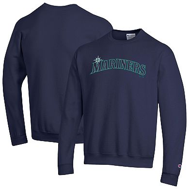 Men's Champion Navy Seattle Mariners Powerblend Wordmark Sweatshirt