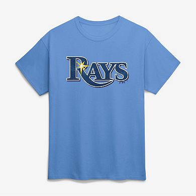 Men's Logo Athletic Light Blue Tampa Bay Rays Wordmark T-Shirt