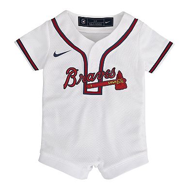 Newborn & Infant Nike White Atlanta Braves Home Replica Romper Jersey