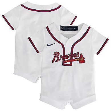 Newborn & Infant Nike White Atlanta Braves Home Replica Romper Jersey