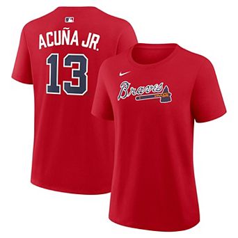 Women's Nike Ronald Acuña Jr. Red Atlanta Braves Name & Number T-Shirt