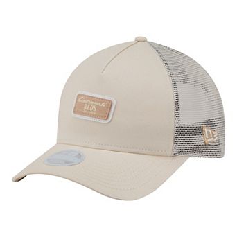 Women's New Era Light Beige Cincinnati Reds Tonal Patch 9FORTY M-Crown A-Frame Trucker Adjustable Hat