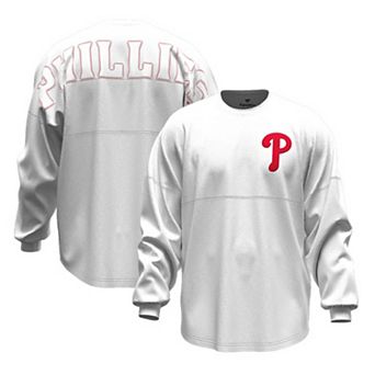 Women's Fanatics White Philadelphia Phillies Baseball Stitch Spirit Jersey Long Sleeve T-Shirt
