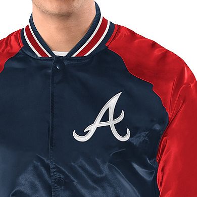 Men's Starter Navy/Red Atlanta Braves Raglan Blitz Varsity Jacket