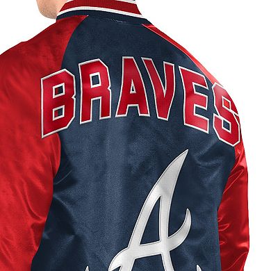 Men's Starter Navy/Red Atlanta Braves Raglan Blitz Varsity Jacket