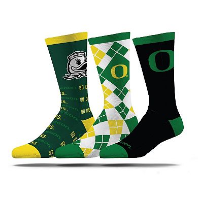 Unisex Strideline Oregon Ducks Business Knit Crew Socks Three-Pack Set