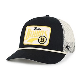 Men's '47 Black Boston Bruins Emmett Heavy Twill Trucker Hitch Rope Adjustable Hat