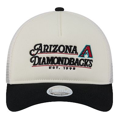 Women's New Era Light Beige/Black Arizona Diamondbacks Retro 9FORTY M-Crown A-Frame Trucker Adjustable Hat
