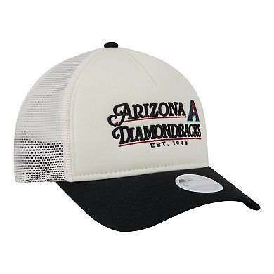 Women's New Era Light Beige/Black Arizona Diamondbacks Retro 9FORTY M-Crown A-Frame Trucker Adjustable Hat