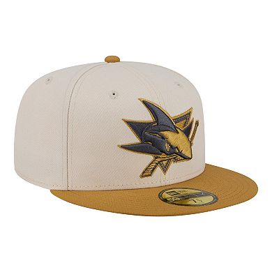 Men's New Era Cream/Tan San Jose Sharks Colorpack Two-Tone 59FIFTY Fitted Hat