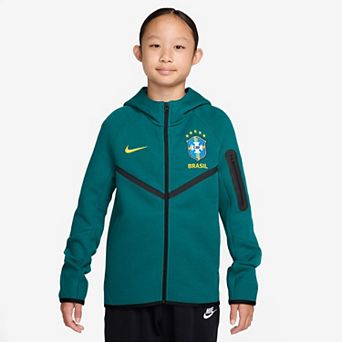 Youth Nike Green Brazil National Team Tech Fleece Full-Zip Hoodie