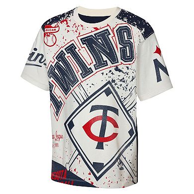 Youth Outerstuff Cream Minnesota Twins Big League Top Player Bold All-Over-Print T-Shirt