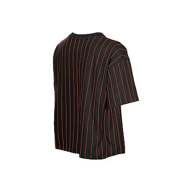 Women's New Era Black Baltimore Orioles Throwback Meshback Pinstripe Boxy T-Shirt