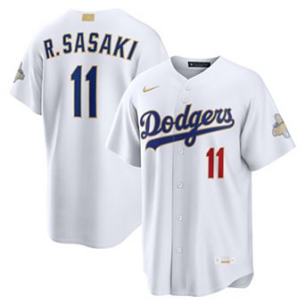 Men's Nike Roki Sasaki White Los Angeles Dodgers 2026 Gold Collection Stadium Jersey