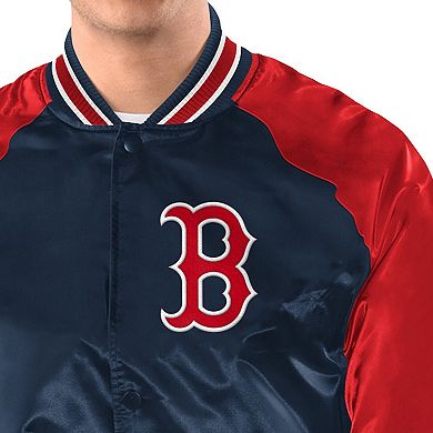Men's Starter Navy/Red Boston Red Sox Raglan Blitz Varsity Jacket
