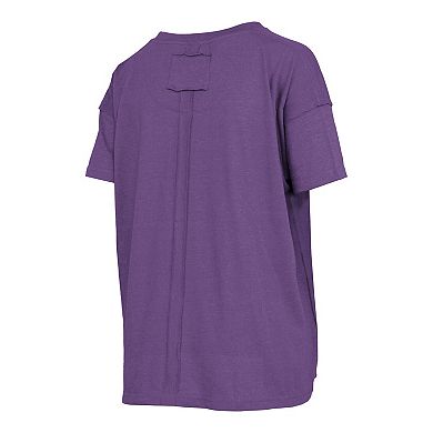 Women's Pressbox Heather Purple Clemson Tigers Swirl Script Twisted Team Color Stitched Oversized T-Shirt