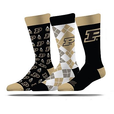 Unisex Strideline Purdue Boilermakers Business Knit Crew Socks Three-Pack Set