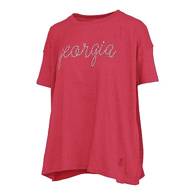 Women's Pressbox Heather Red Georgia Bulldogs Swirl Script Twisted Team Color Stitched Oversized T-Shirt