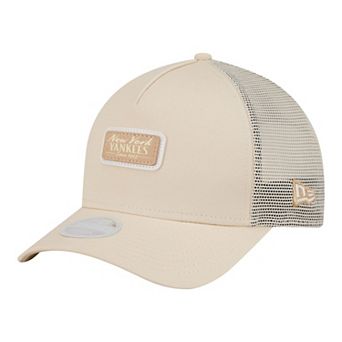 Women's New Era Light Beige New York Yankees Tonal Patch 9FORTY M-Crown A-Frame Trucker Adjustable Hat