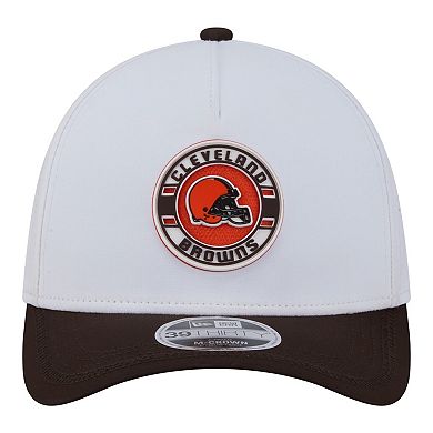 Men's New Era White/Brown Cleveland Browns Patch 39THIRTY A-Frame M-Crown Perforated Flex Hat