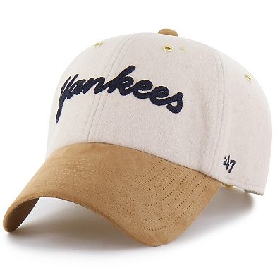 Men's '47 x Stoney Clover Lane Natural/Tan New York Yankees Script Charm Clean Up Adjustable Hat