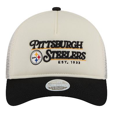 Women's New Era White/Black Pittsburgh Steelers Retro A-Frame 9FORTY Adjustable Hat