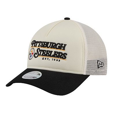 Women's New Era White/Black Pittsburgh Steelers Retro A-Frame 9FORTY Adjustable Hat