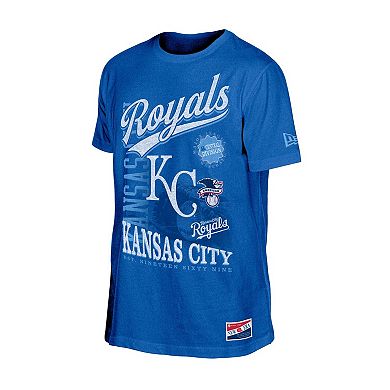Men's New Era Royal Kansas City Royals Oversized Throwback Distressed T-Shirt