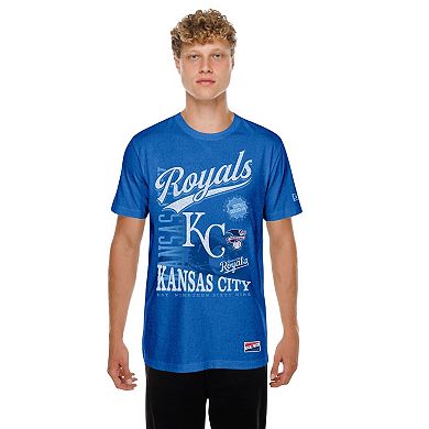 Men's New Era Royal Kansas City Royals Oversized Throwback Distressed T-Shirt