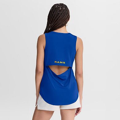 Women's Fanatics Royal Los Angeles Rams Draped Mesh Back Performance Tank Top
