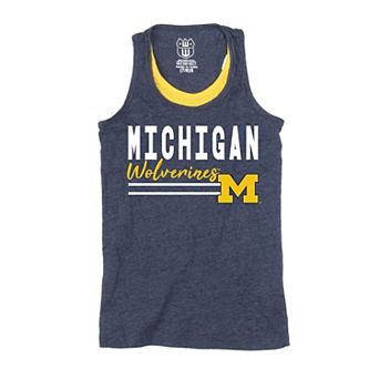 Girls Youth Wes & Willy Navy Michigan Wolverines Racerback Tank Top
