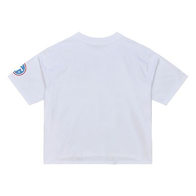 Women's Mitchell & Ness White Tennessee Titans Head Coach Cropped T-Shirt