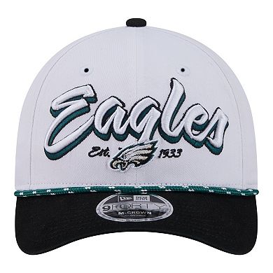 Men's New Era White Philadelphia Eagles Team Loyal A-Frame 9FORTY Adjustable Hat