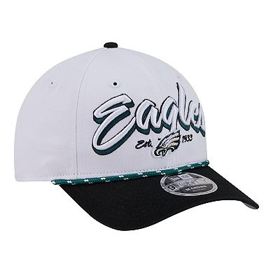 Men's New Era White Philadelphia Eagles Team Loyal A-Frame 9FORTY Adjustable Hat