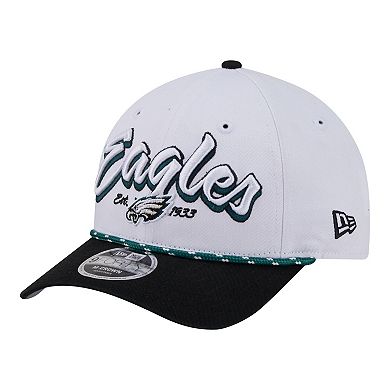 Men's New Era White Philadelphia Eagles Team Loyal A-Frame 9FORTY Adjustable Hat