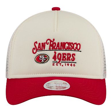Women's New Era White/Scarlet San Francisco 49ers Retro A-Frame 9FORTY Adjustable Hat
