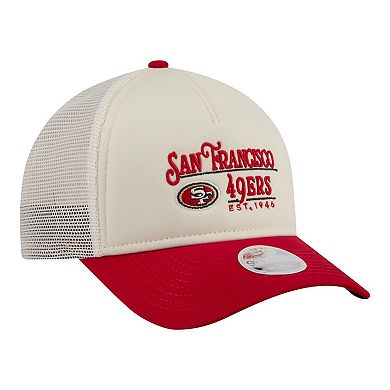 Women's New Era White/Scarlet San Francisco 49ers Retro A-Frame 9FORTY Adjustable Hat