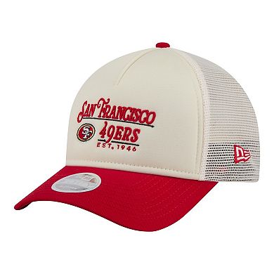 Women's New Era White/Scarlet San Francisco 49ers Retro A-Frame 9FORTY Adjustable Hat