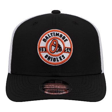Men's New Era Black Baltimore Orioles Active 9SEVENTY Adjustable Trucker Hat