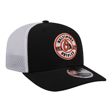 Men's New Era Black Baltimore Orioles Active 9SEVENTY Adjustable Trucker Hat